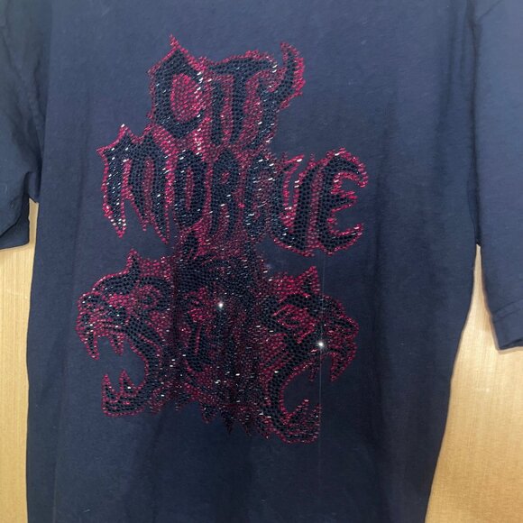 City Morgue Mens Tee Shirt Size Large Black Crystal Tiger Crew Neck Pure Cotton - Picture 4 of 6